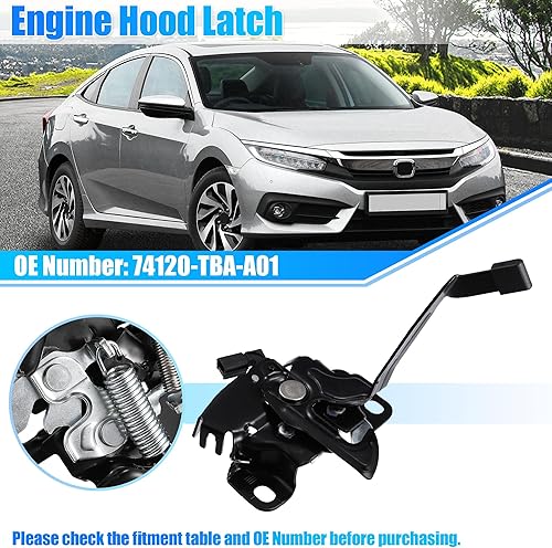 Miniatura 2 de X AUTOHAUX 74120-TBA-A01 Bloqueo del pestillo del capó del motor del coche para Honda Civic EX/EX-L/EX-T/LX/Si/Sport/Sport Touring/Touring 2016-2020