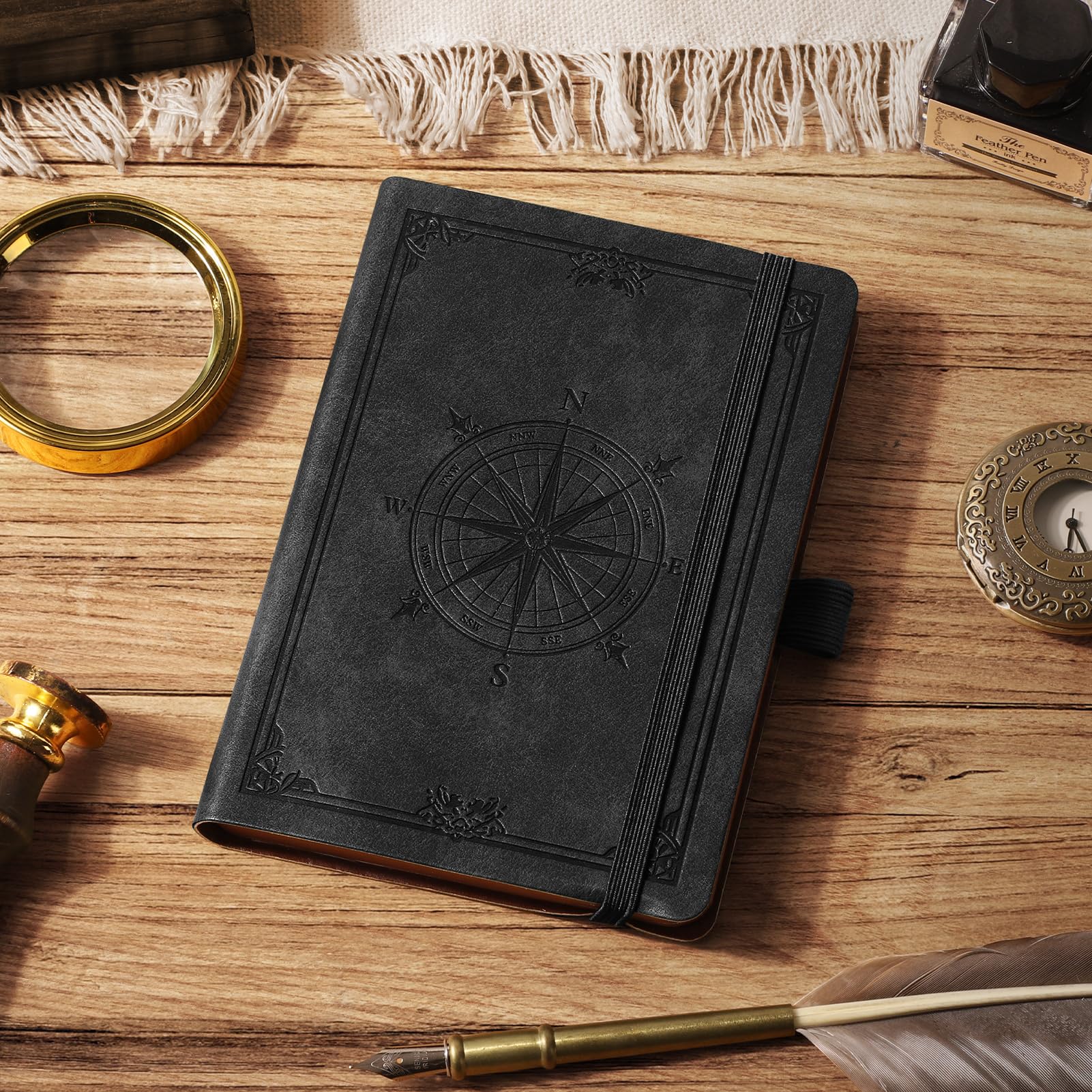 AHGXG B6 Notebook Journal Blank, softcover Note Book Leather Journals for Women, 256 Pages for Writing, 100gsm Lined Paper, for Men Work Office School,Black