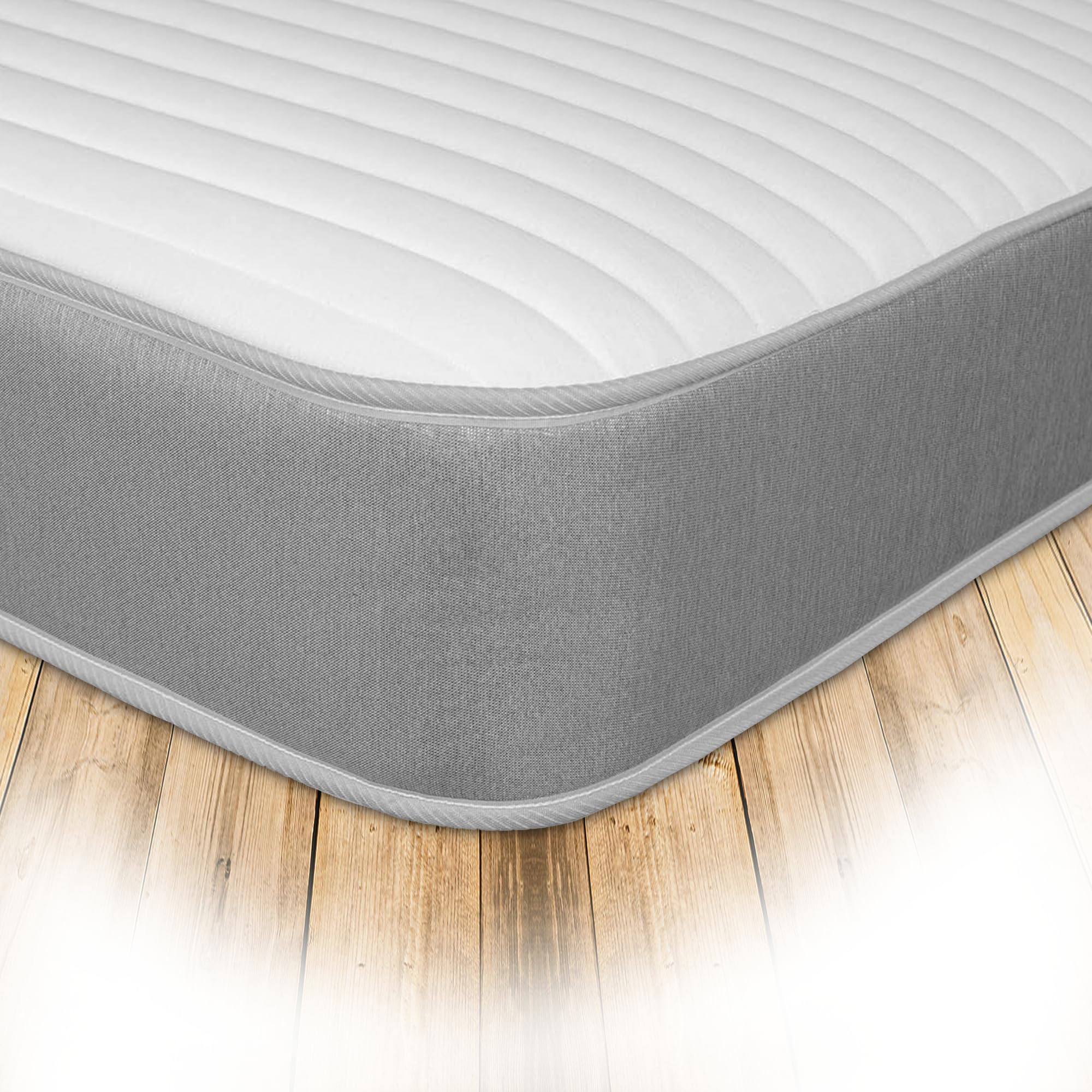 Starlight Beds Linear Cool Touch 8 Inch Kingsize Memory Foam Mattress, Hybrid With Springs. Grey, Soft Firmness. (5ft x 6ft6)