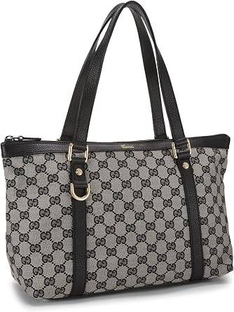 Pre-loved Black GG Canvas Abbey Zip Tote, Black