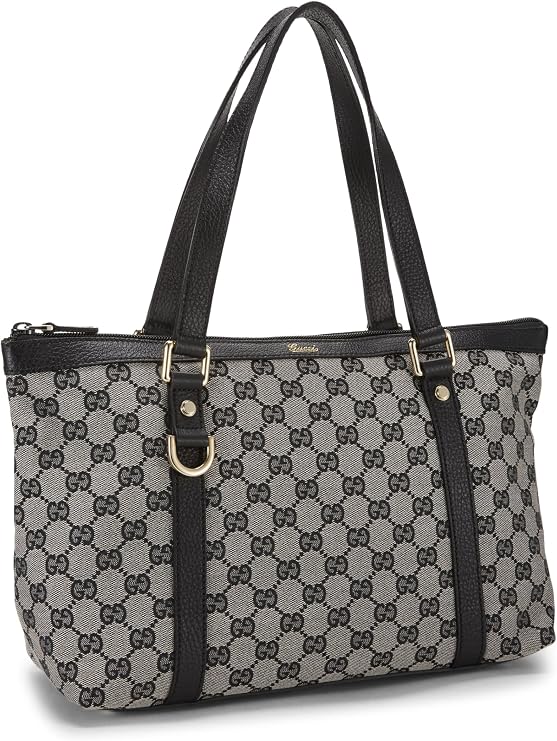 Pre-loved Black GG Canvas Abbey Zip Tote, Black