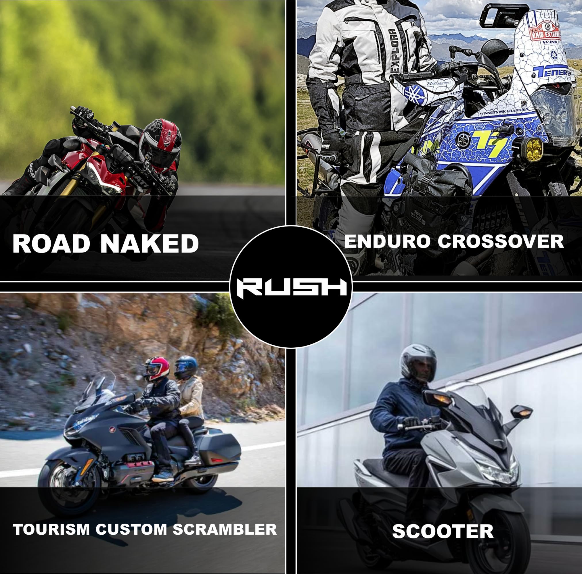 TLA RUSH Guanti moto turismo con protezioni nocche omologati CE, Guanti da motocross, scooter,quad, bici, touchscreen, traspiranti, mezza stagione, alta protezione all'impatto.