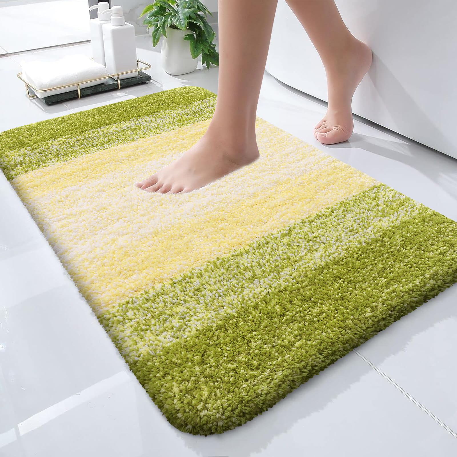 OLANLY Bathroom Rugs Mat 24x16, Extra Soft Absorbent Microfiber Bath Rugs, Rubber Backing, Quick Dry, Machine Washable Bath Mats for Bathroom Floor,