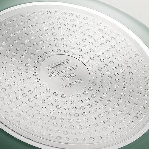 Vista 61 de Tramontina All-in-One Plus Pan Set, 5-Quart Ceramic Non Stick Cooking Pan with Lid, Steamer Insert, Bamboo Utensil and Trivet, Orange