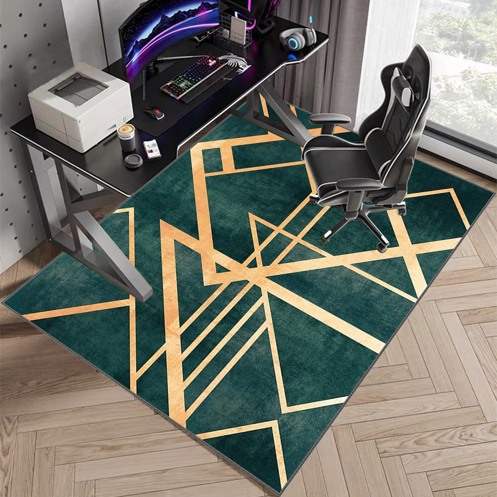 Bürostuhl Unterlage, Gamer Teppich, Schutzmatte und Schreibtischstuhl Unterlage, Gaming Stuhl Unterlage Bodenschutzmatte für Hartböden, Bürostuhl Matte für harte böden parkett rollstühle 150 x 180 cm