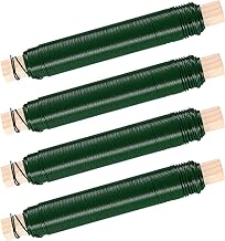 Set of 4 Decorated Binding Wires, Green, Diameter 0.65 mm x 40 m - for Attaching Flowers and Plants
