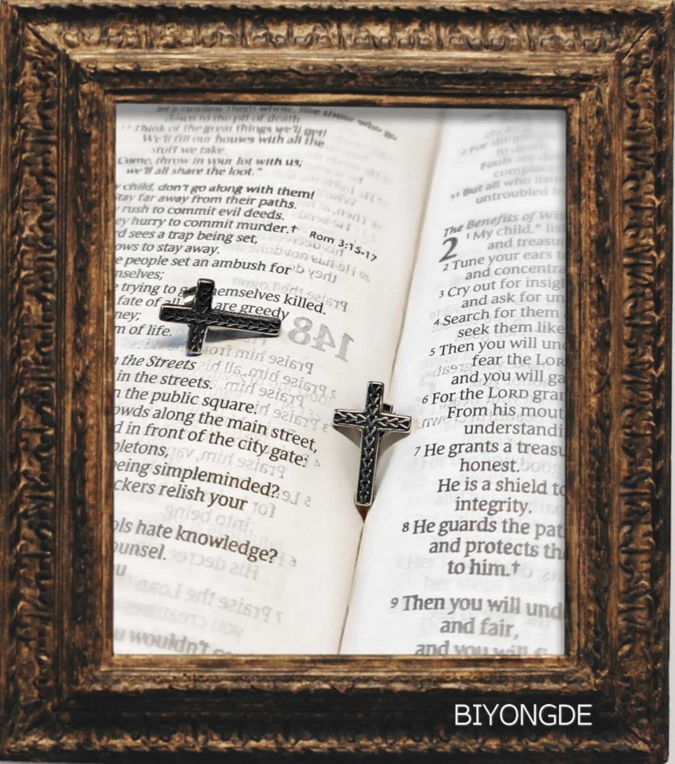 Flat Vintage Cross Stud Earrings link Chain Pattern, Stainless Steel Mens Womens - Image 4