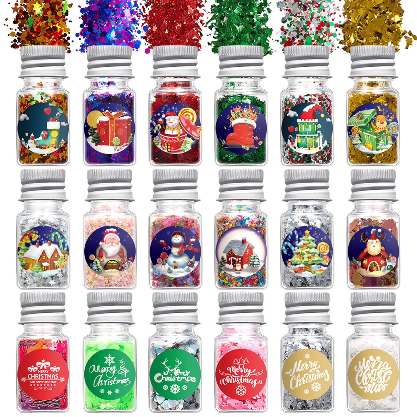 Decorazione Unghie Gioielli Per Unghie Paillettes Per Unghie Trucco Per Unghie Mix Di Paillettes Natalizie, Fiocchi Di Neve Rosa Glitter, Paillettes Pentagramma Albero Di Natale, Addobbi Natalizi