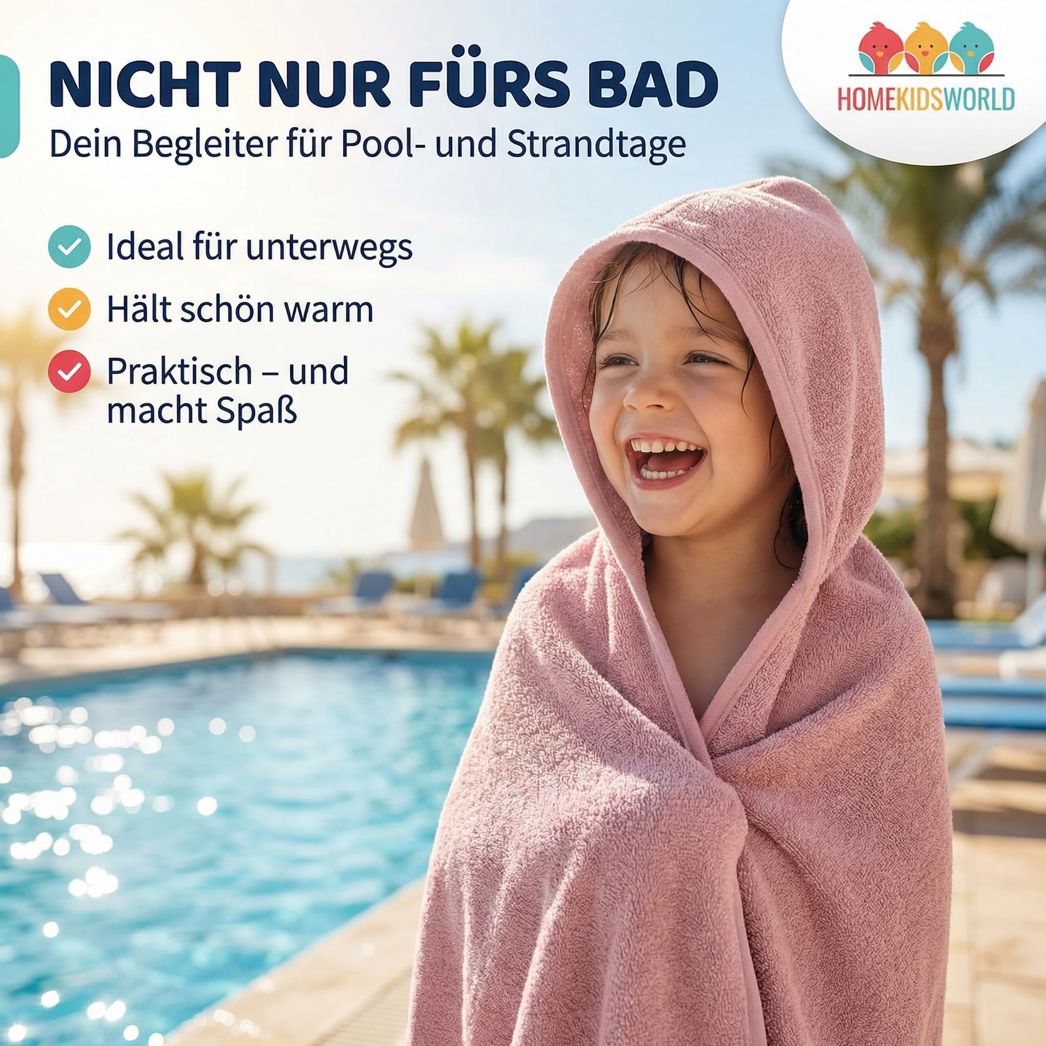 Kapuzenhandtuch Baby 100x100 cm (Rose) – Weiches & saugstarkes Badetuch mit Kapuze – Kuscheliges Handtuch für Babys & Kinder inkl. Geschenkbox