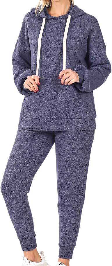 Amazon.com: Jogger - Conjunto de sudadera con capucha y forro polar de  algodón para mujer : Ropa, Zapatos y Joyería