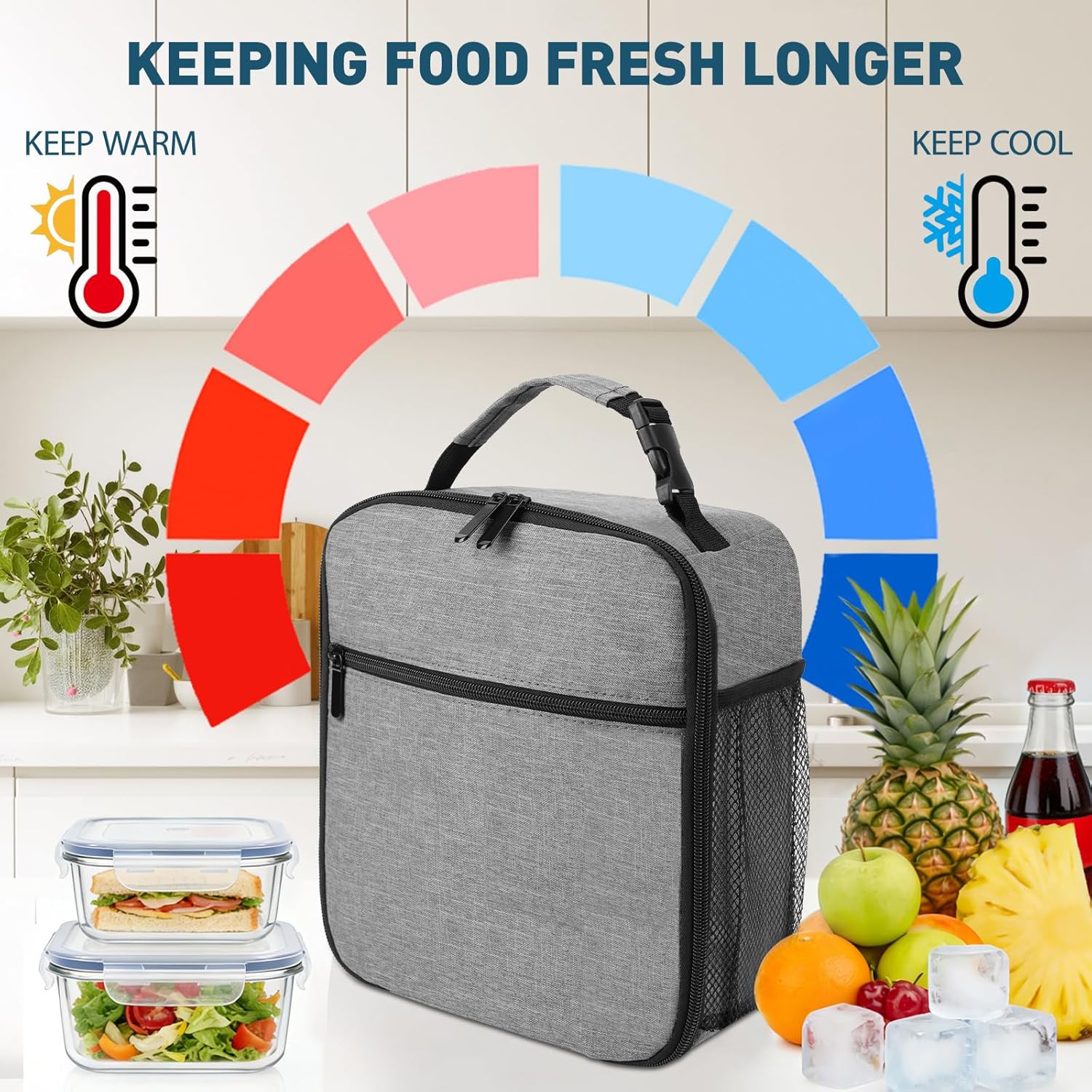 12 Pack lunch box Bulk,Insulated Reusable Lunch Bags with Aluminum for Women Men Girls,Leakproof lunch boxes,Small Lunch Tote Bag for Office,Work,Beach or Travel,Gray