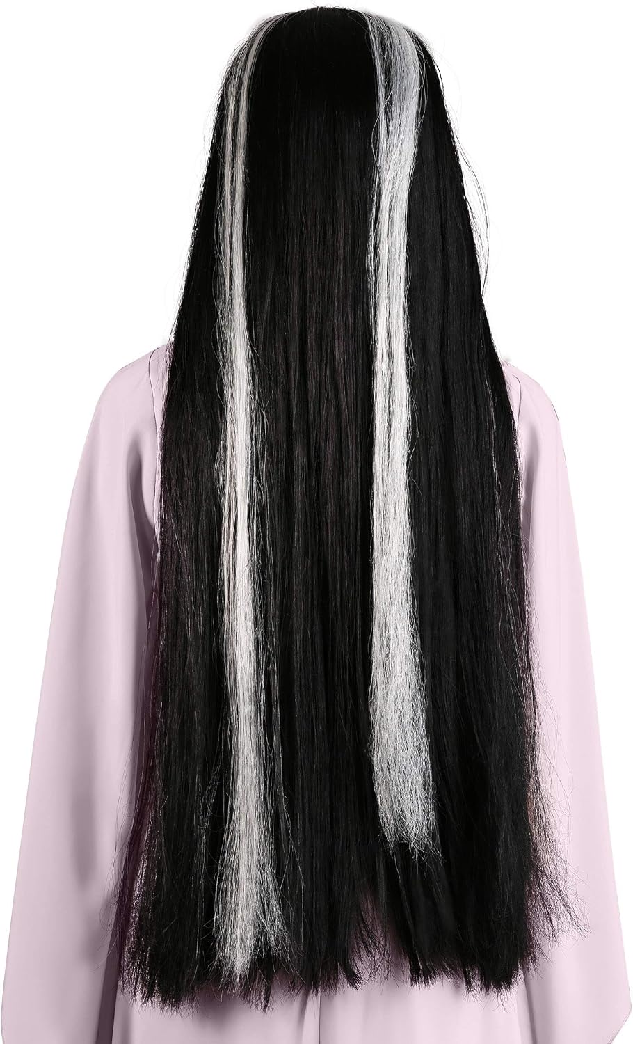 Fun Costumes The Munsters Lily Munster Wig Costume Accessory for Women | Munsters Cosplay Black & White Long Wig - 1 Count (Pack of 1) As Shown