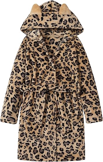 Leopard Cat Robe for Girls Fleece