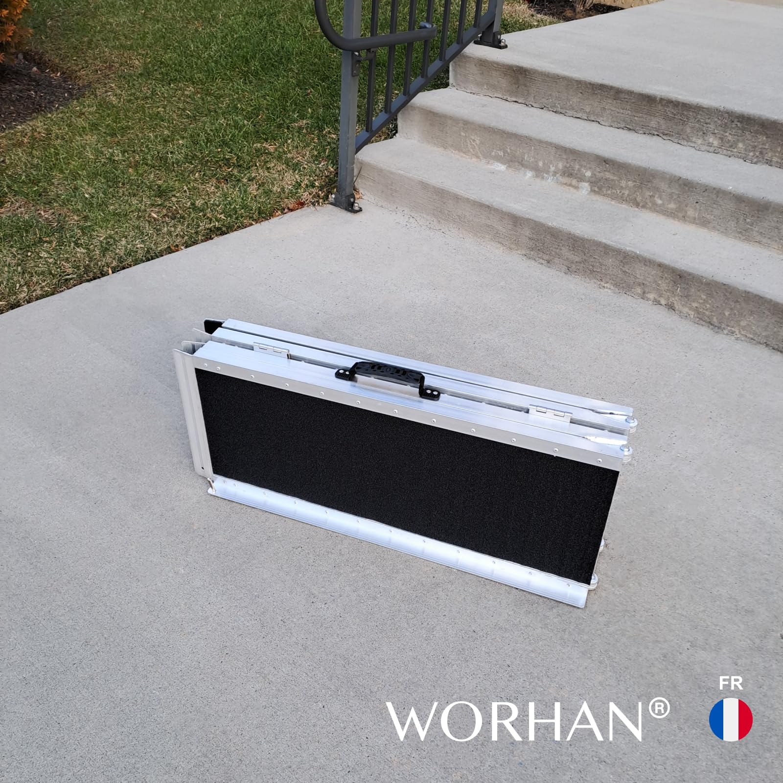 Rampe 1.83m Alu Pliable Valise Aluminium pour Fauteuil Roulant Chargement Scooter Plate-Forme Fonction Antidérapante Elevée Neuf R6J