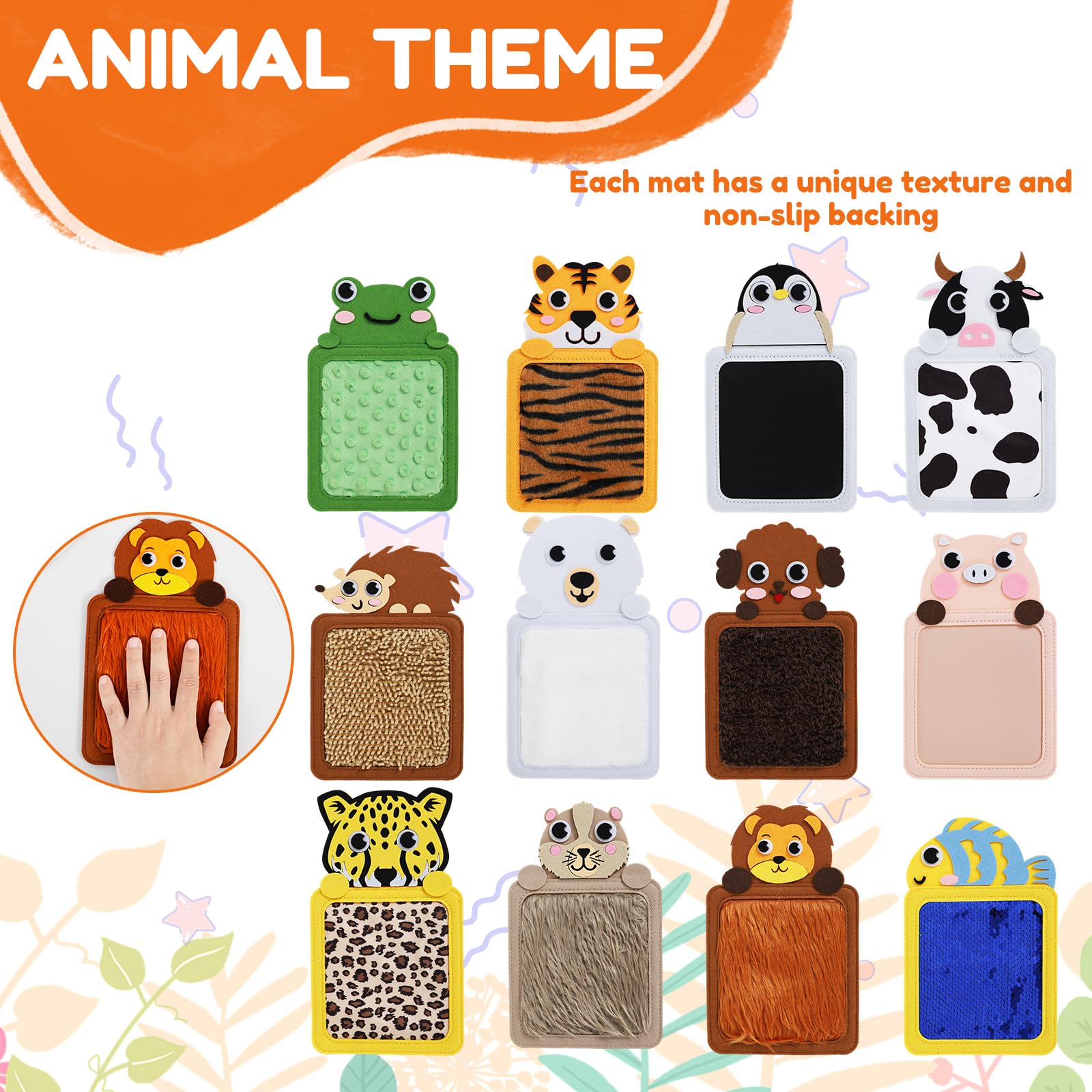 12Pcs Sensory Mat Toy Kit - Educational Animals Sensory Pads Toys for Kid Toddler Baby, Autism Sensorys Tiles Wall Panel Disorder Toys for Tactile Play/Anxiety Relief, Playful Learning Present - Image 3