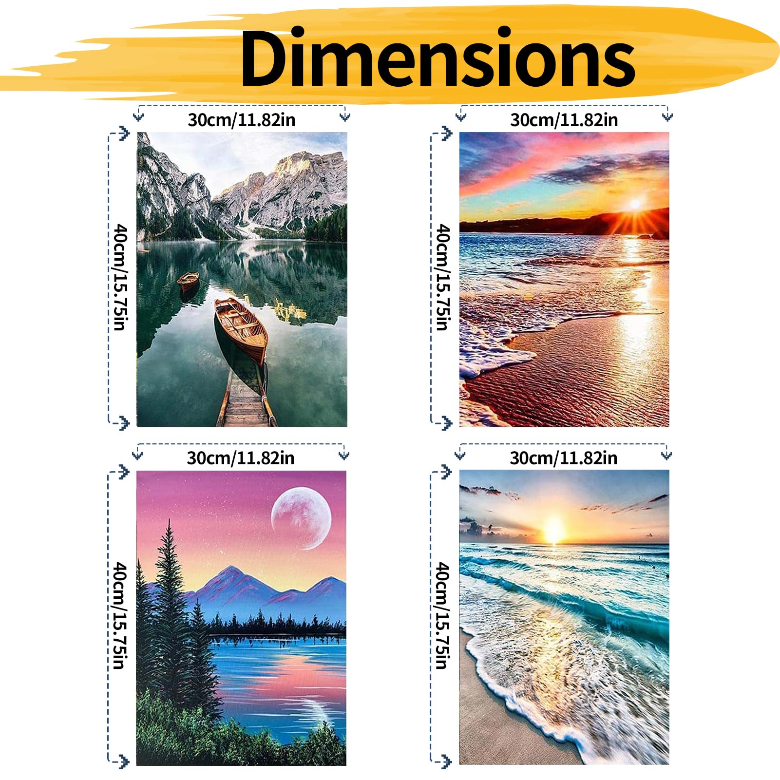 ARTMYRUI 4 Pack Paint By Number For Adults Canvas, DIY Landscape Paint By Number Kits On Canvas For Adults Beginner, Seaside Acrylic Oil Painting Number Kits For Decor Gifts (12x16 Inch