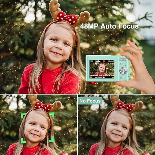 Miniatura 4 de Cámara digital de enfoque automático y cámara de disparo FHD 1080P 48MP Cámara para niños con tarjeta de memoria de 32 GB cámara de vlogging de zoom