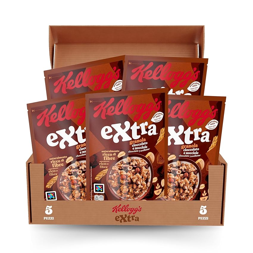 Kellogg's Extra Cioccolato e Nocciole, 375g (Confezione da 5)