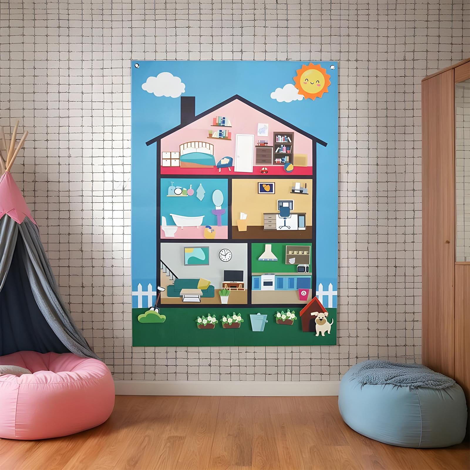Pannello in Feltro per Bambini Gioco Sensoriale | Pannello attività Morbido da Parete | Gioco Sensoriale Educativo per Ragazzi Ragazze in età Prescolare Sviluppo Abilità Casa Viaggio Libero