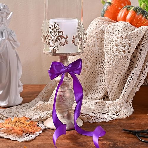 Miniatura 123 de Cinta de satén rosa polvoriento de doble cara de 1/4 pulgadas x 50 yardas, cintas de poliéster polvorientas para envolver regalos, cinta de tela