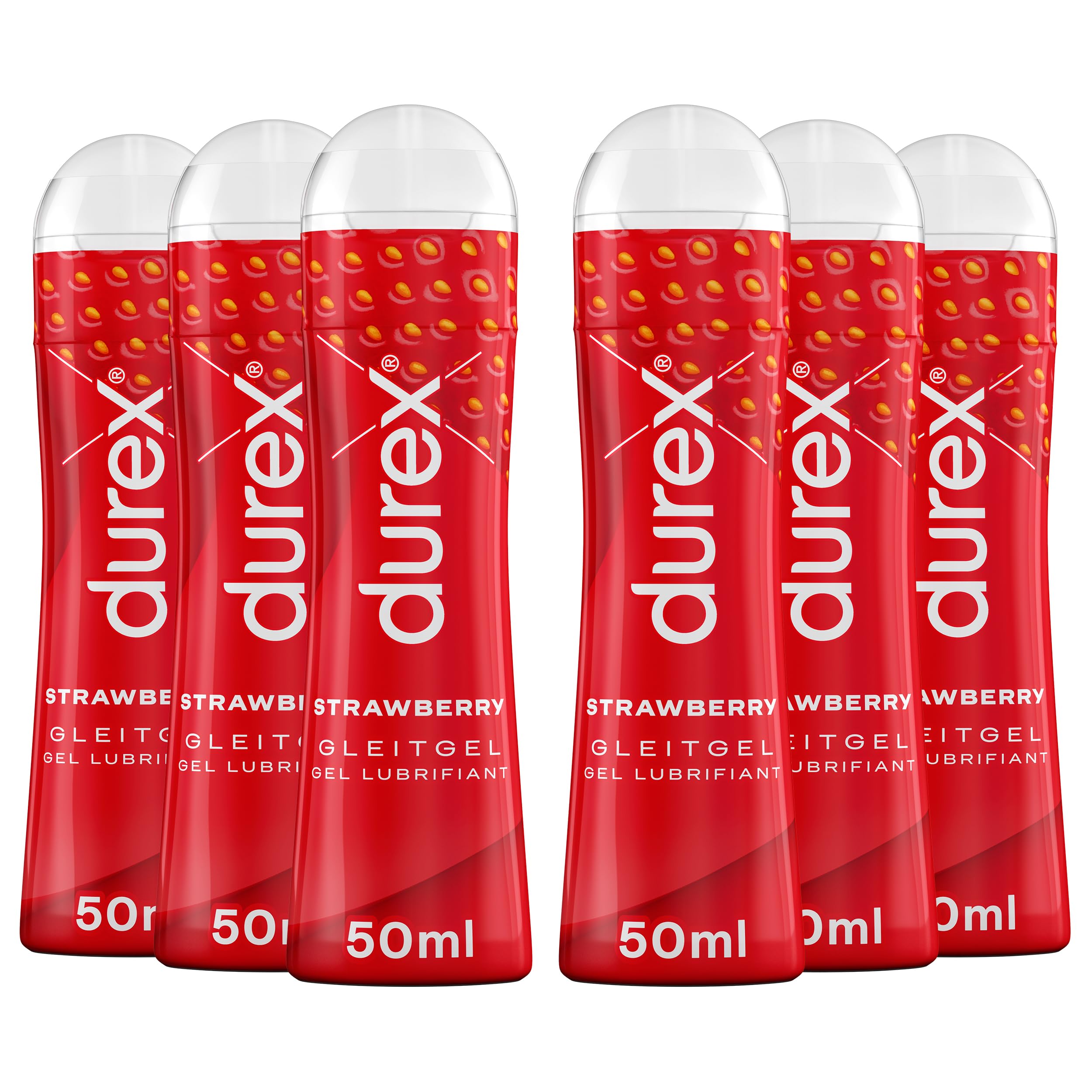 Durex Gleitgel wasserbasiert mit Erdbeergeschmack Durex Play Sweet  Strawberry 6x 50ml in praktischer Dosierflasche : Amazon.de: Drogerie &  Körperpflege