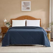 Oversized Cooling Comforter Twin/Twin XL Reversible Diamond-Quilted Comforter for College Dorms Lightweight Breathable Bed Blanket for Hot Sleepers, Night Sweats & College Students, Navy Blue