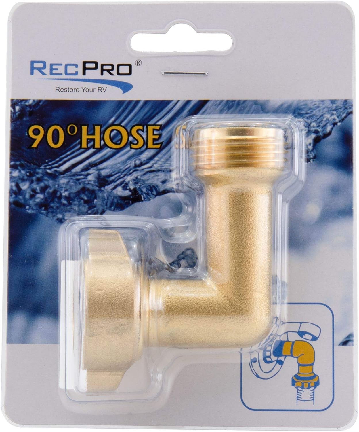 RecPro RV 90 Degree Brass Fitting | RV Plumbing | City Water Inlet Elbow Fitting | Prevents Hose Crimping and Strain : Automotive