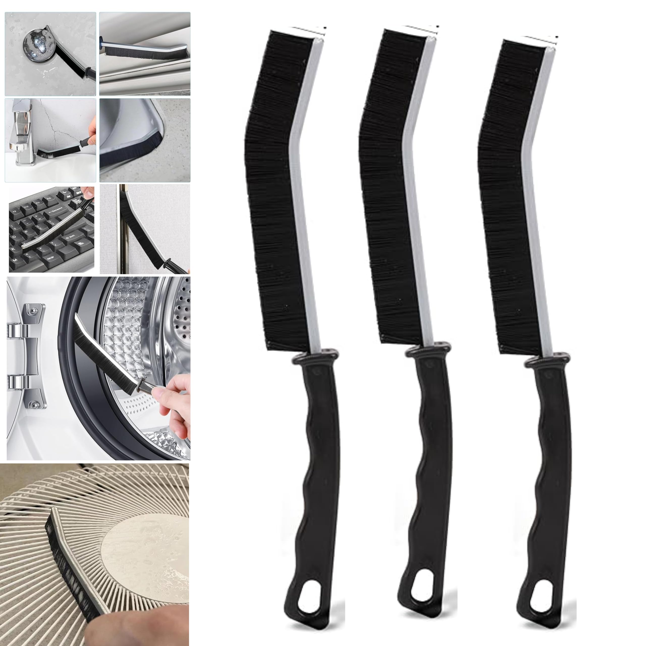 Sarthu Gap Cleaning Brush, Bathroom Gap Cleaning Brush, Clean Dead Corners of Bathroom Kitchen Tiles, Multi-Purpose Door Window Track Deep Cleaning Brush Supplies Pack of 3 PCS
