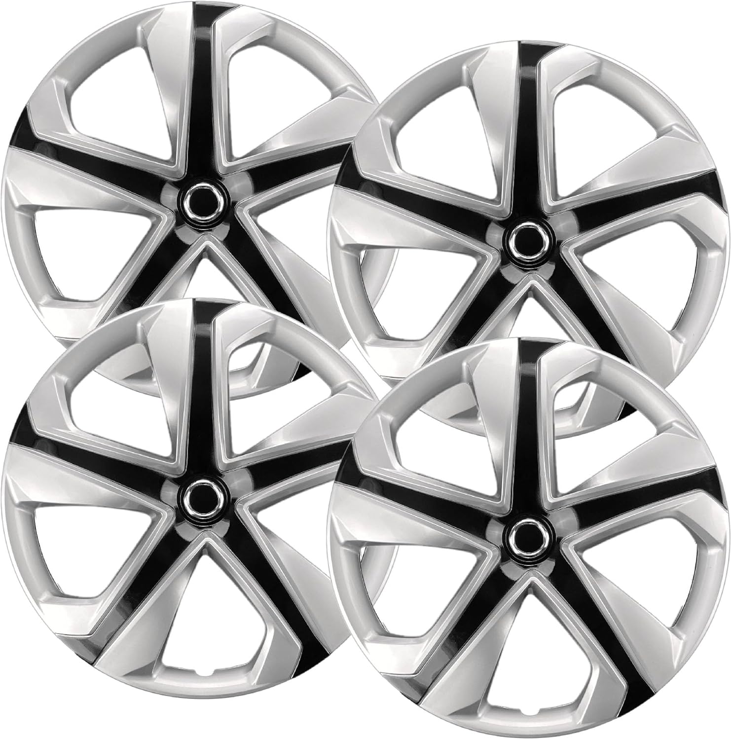 Premium Quality 16" Silver & Black Hubcaps fits 2016 2017 and 2018 Honda Civic, Heavy Duty Construction (Set of 4) 55099AMS-4