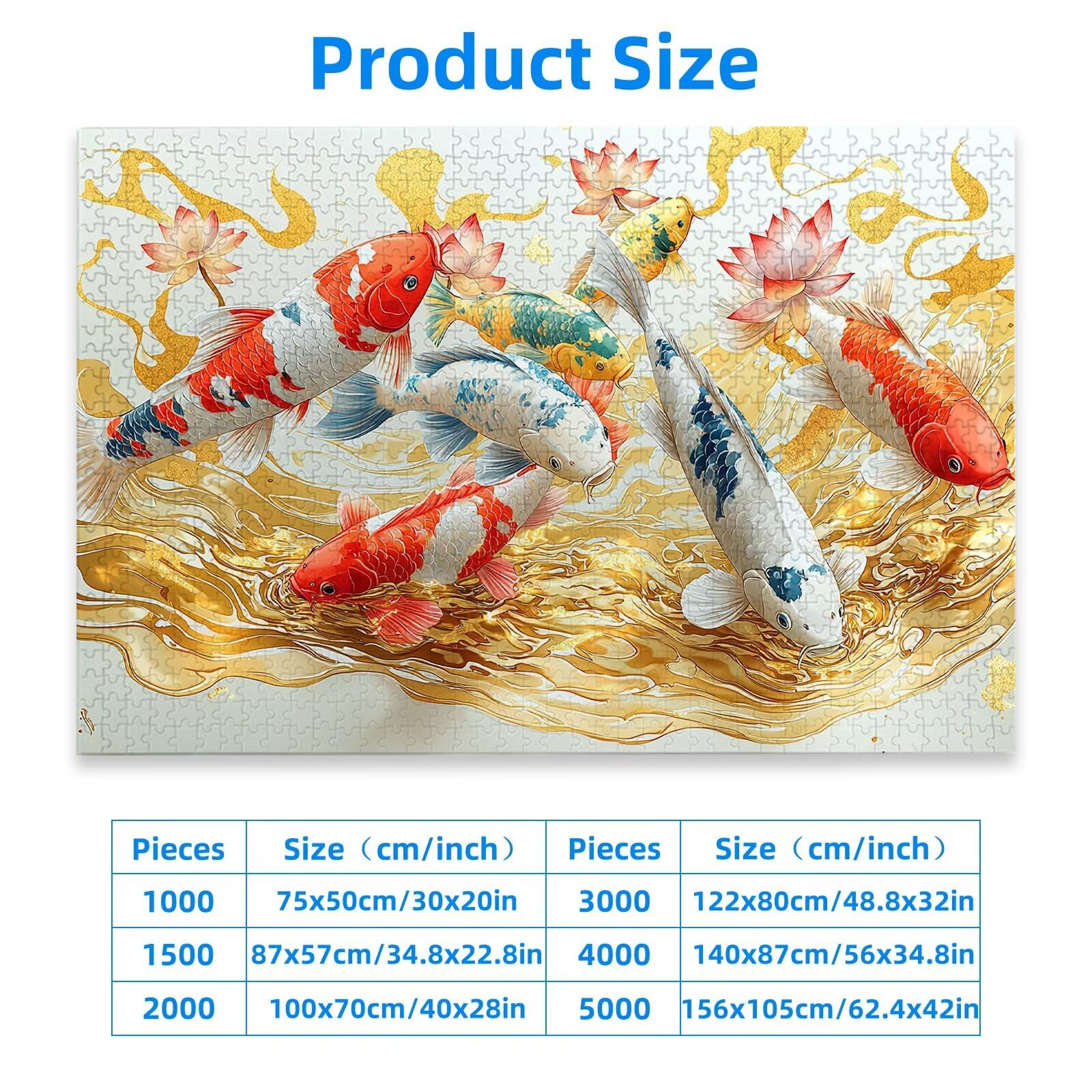 Puzzle 1000 sztuk karp koi, puzzle kwiatowe 1000 sztuk dla dorosłych i nastolatków, drewniane puzzle z wykwintnym opakowaniem, rodzinne gry edukacyjne, dekoracje domu, prezent dla dorosłych-3225