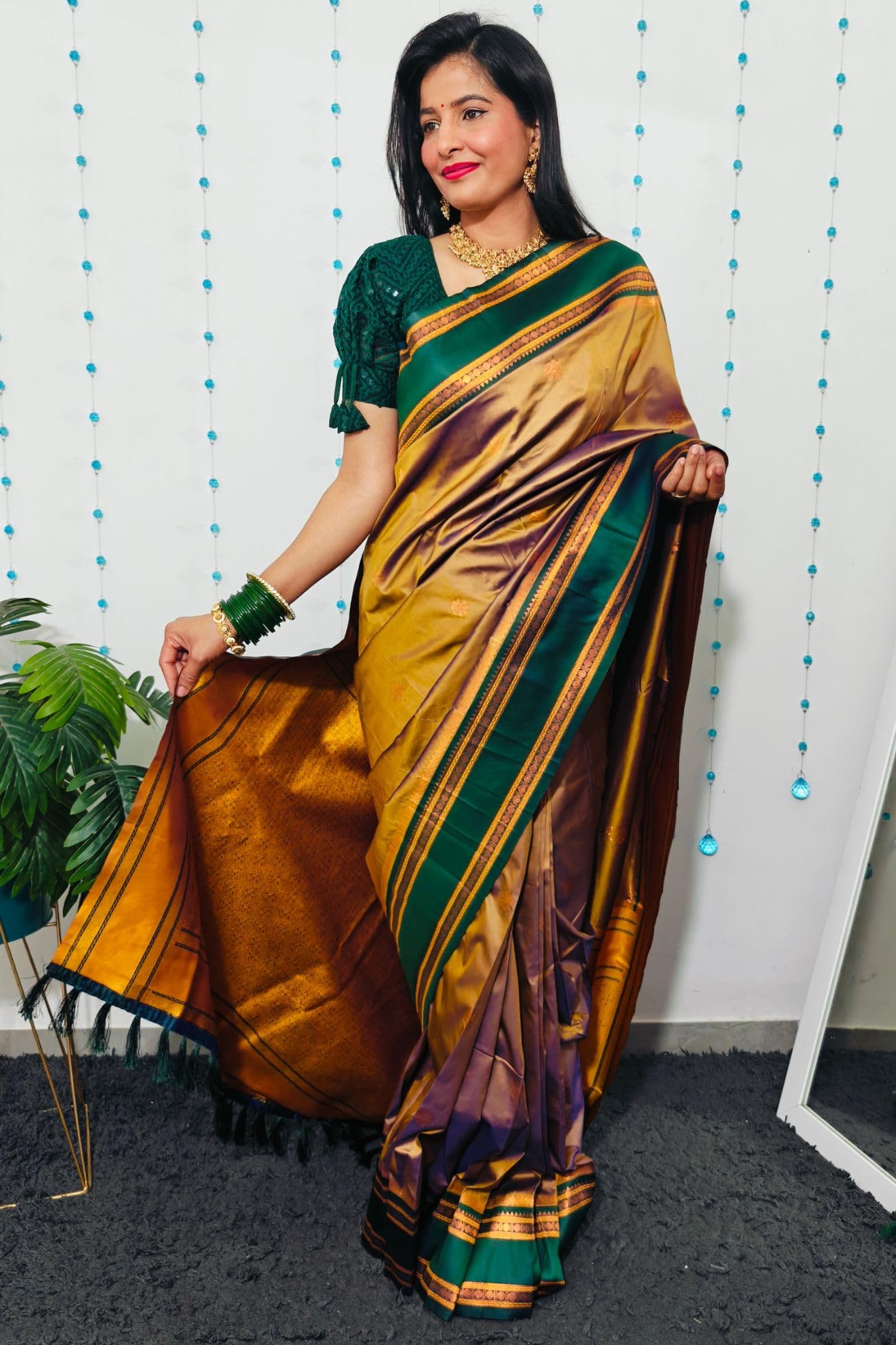 SGF11 Women's Kanjivaram Ready To Wear Pure Soft Silk Saree With Blouse Piece (Grey) product image 6