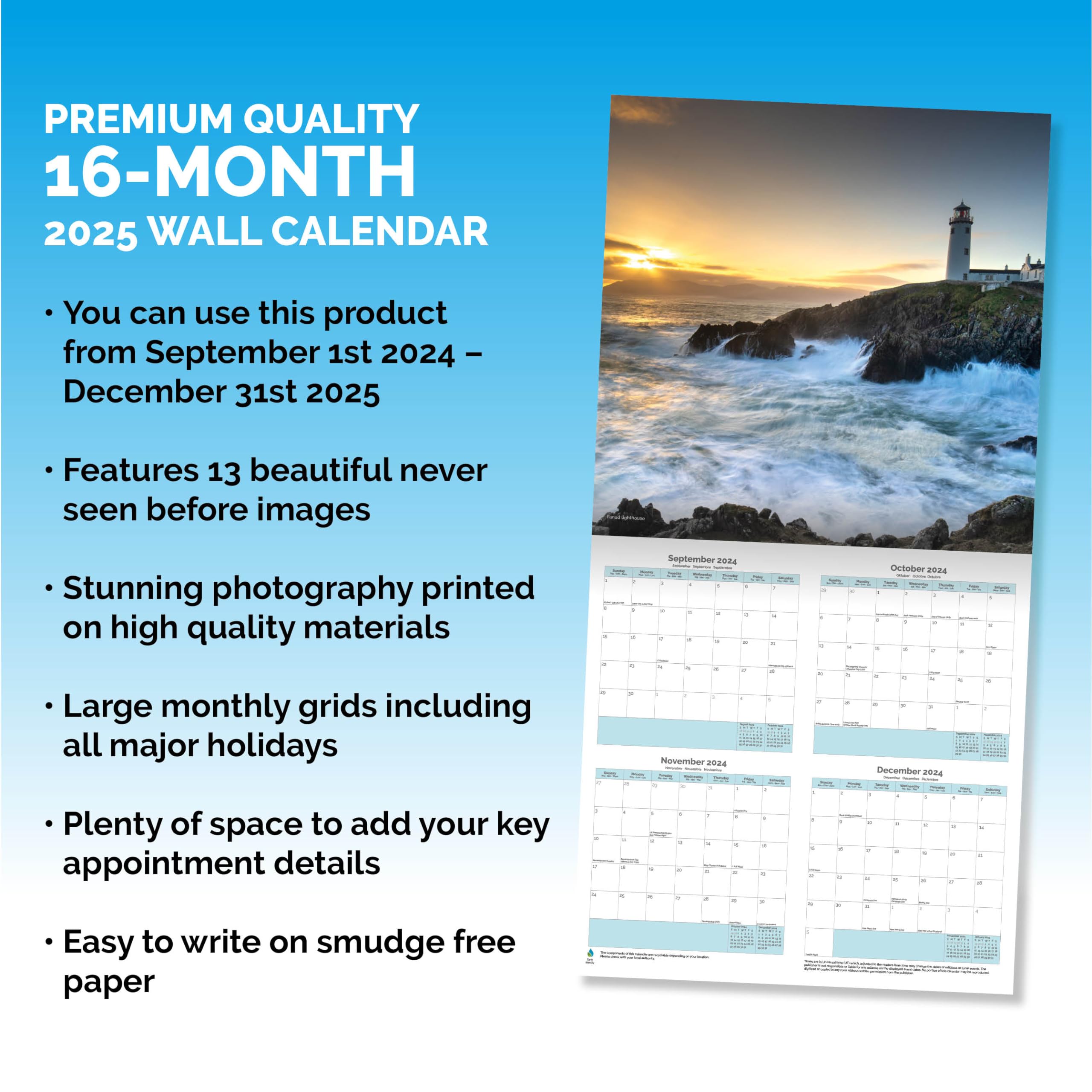 Dayplanner Publishing Ireland Calendar 2026, Large Square Wall Calendar With Organisational Stickers, 16 Month - Image 3