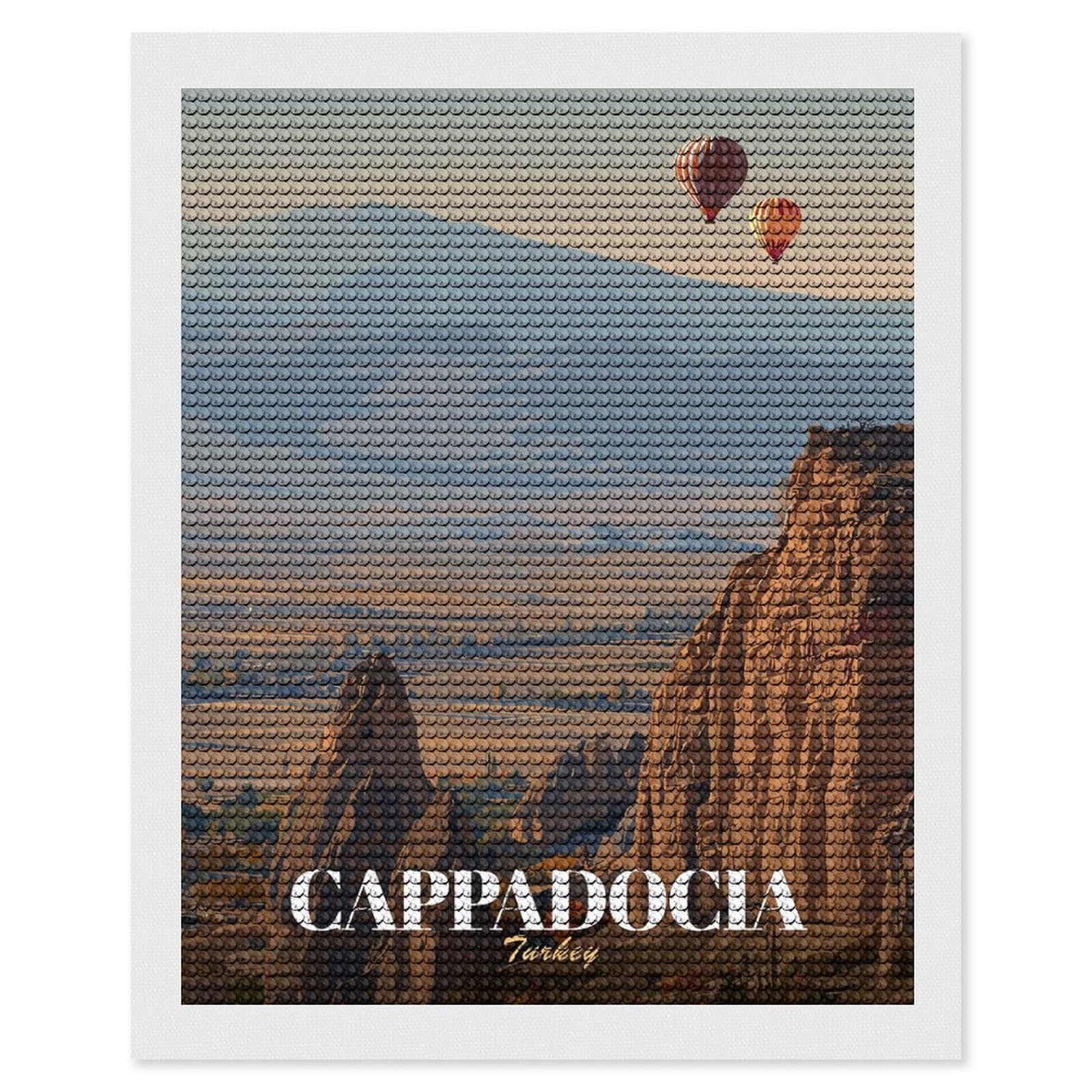 Junmoney Cappadocia Turkey Travel Diamond Painting Canvas Kit 16"x20", Leisure Activity, Aesthetic Room Decor, with Tool Kit, DIY, Gift