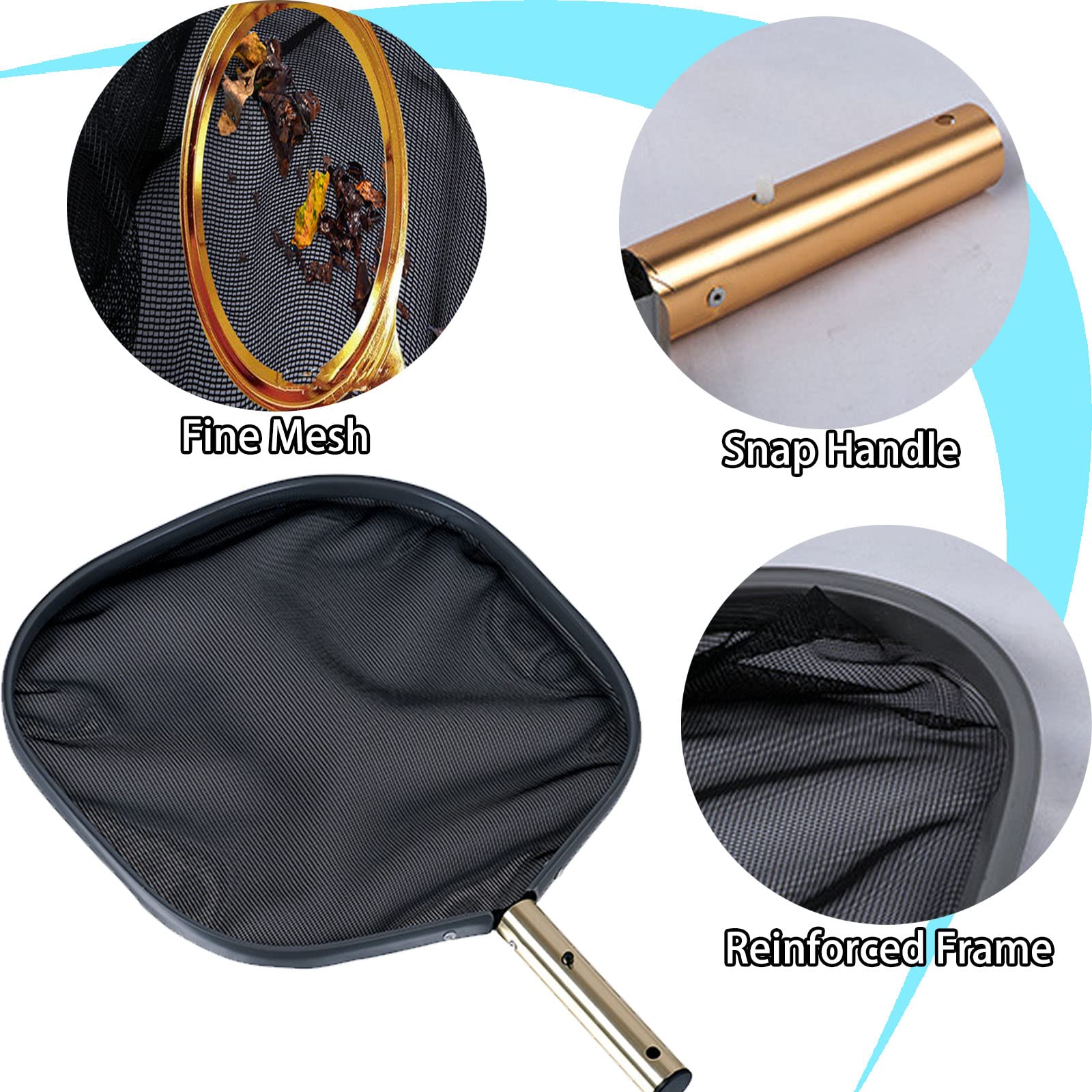 Esta Red recogehojas para Piscinas, rastrillo Profesional para Limpieza de Hojas, rastrillo de Malla Fina con Bolsa Profunda y Marco de plástico Resistente para Limpiar Hojas en Piscinas y e