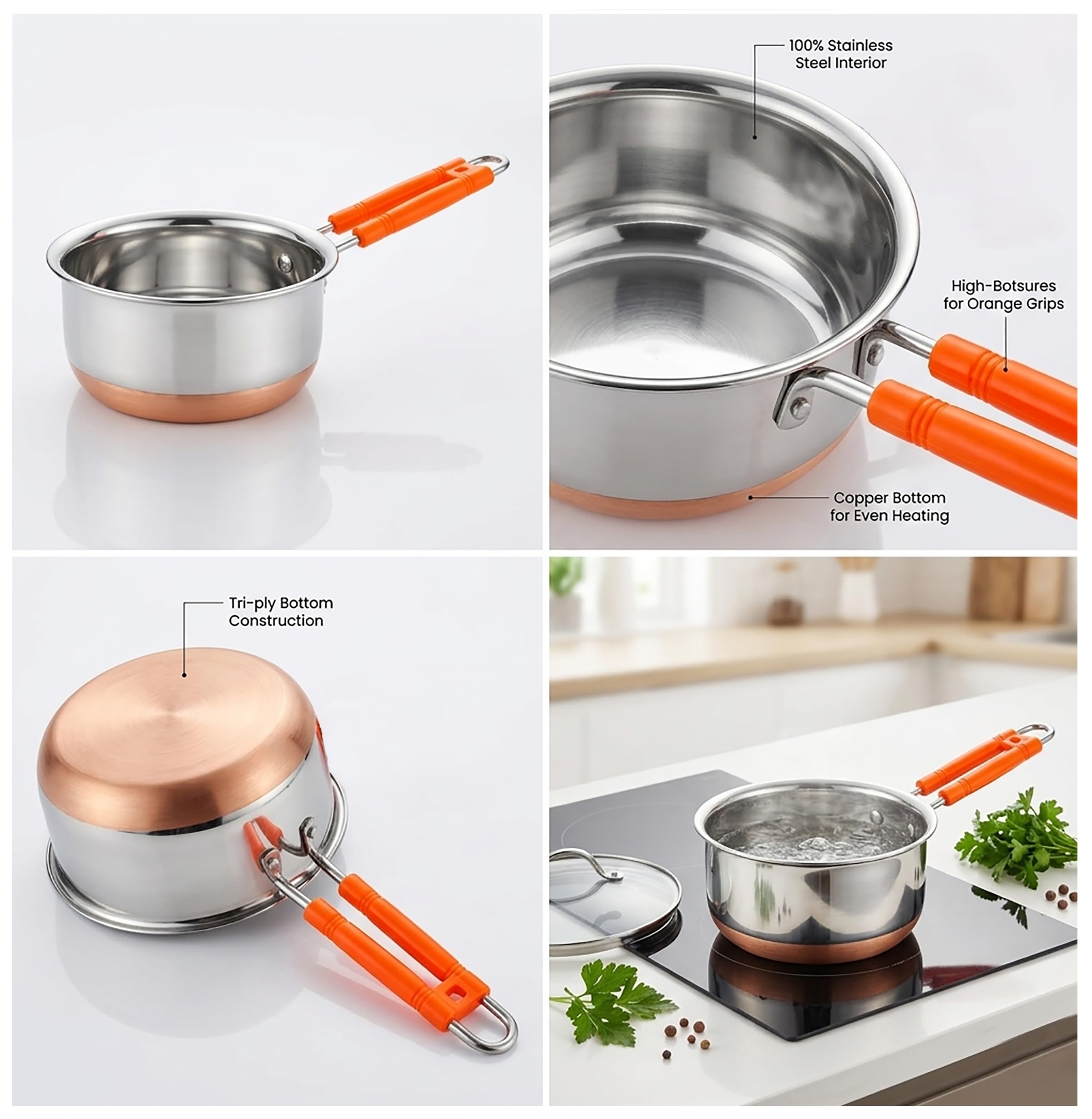 Stainless Steel Sauce Pan - 2L with Copper Base -4