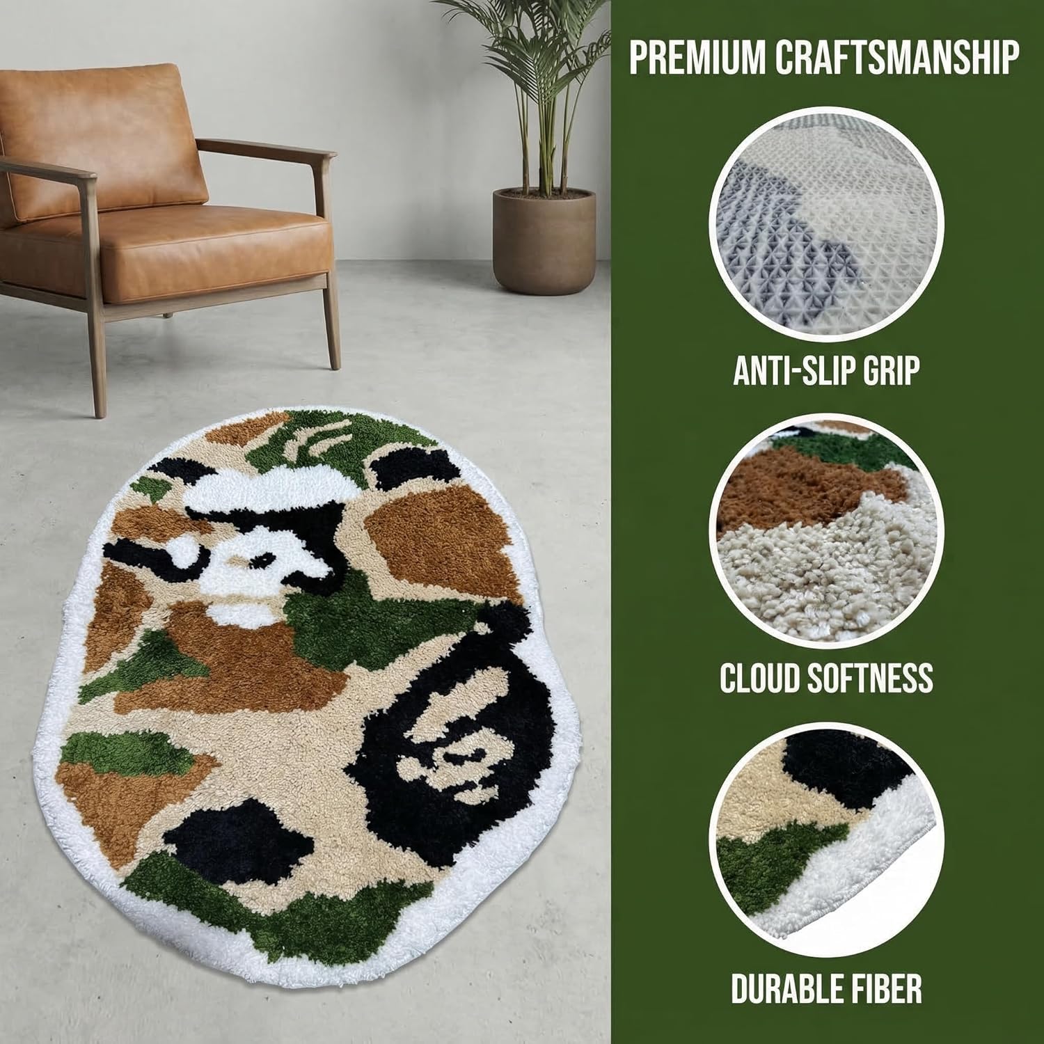 Rugs 28" W x 20" L (70 x 50 cm), Extra Soft Absorbent Chenille Bath Rugs, Rubber Backing Quick Dry, Machine Washable Bath Mats for Bathroom Bedroom Entryway Kids' Room or Playroom, Green