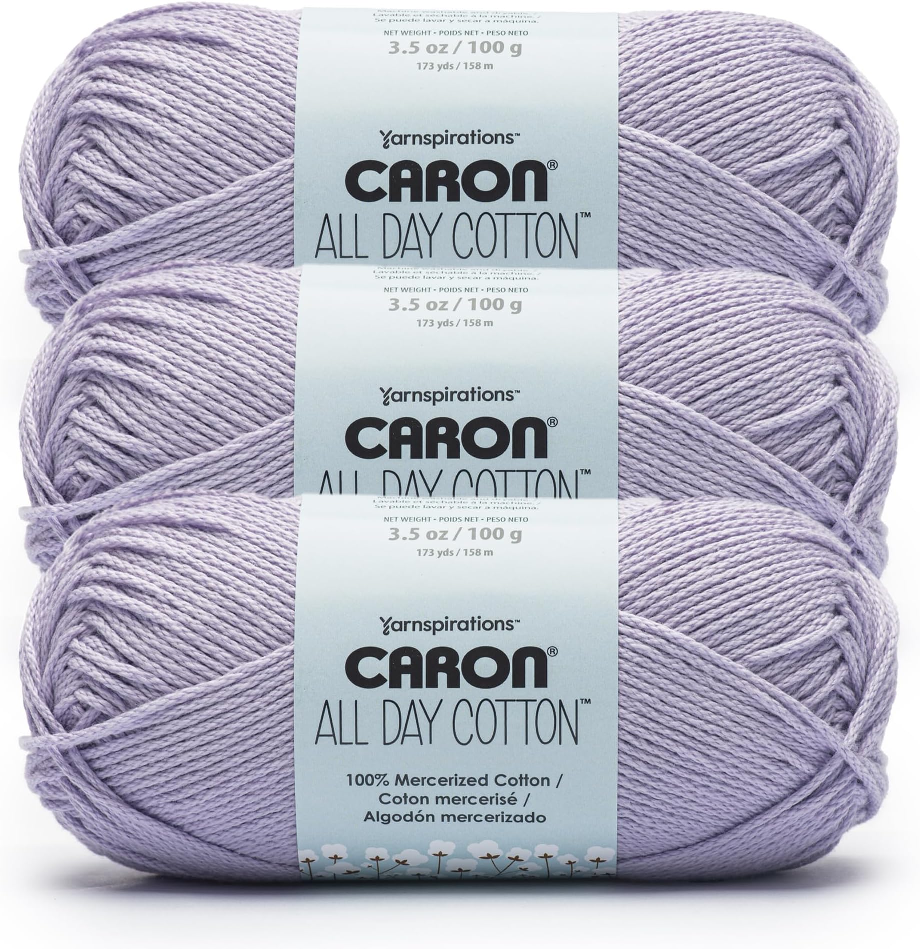 All Day Cotton - 3 Pack of 173 Yards/3.52 oz Mauve 100% Mercerized Cotton Yarn