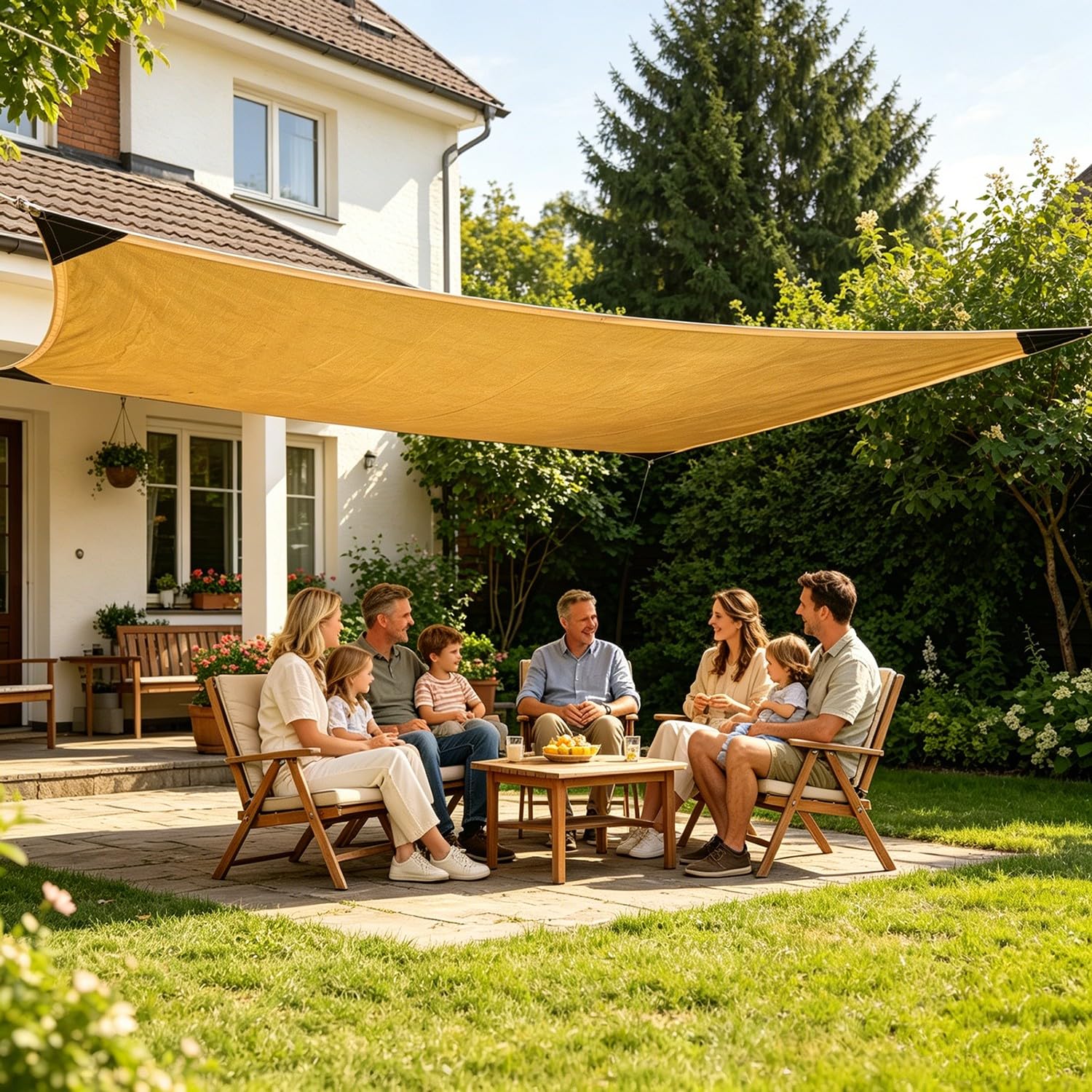 Red de Sombra con Anillas en D y Ojales de Aluminio, 3x4 4x5 5x6 6x8m Malla Sombreo HDPE 90% UV Transpirable, Esquinas Reforzadas para Jardín Pérgola Terraza Patio(Beige,5x10m)