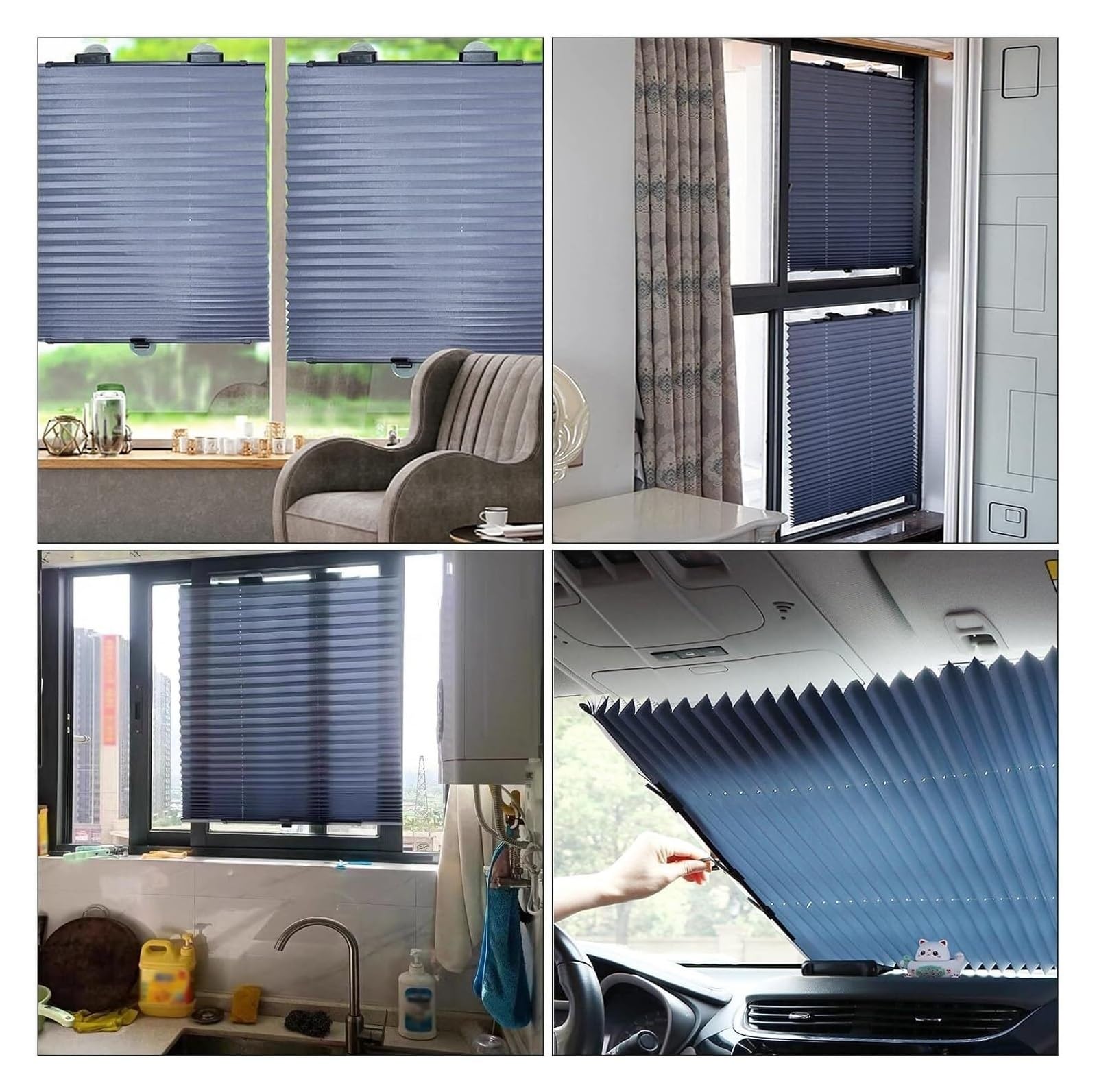 Wysuwana osłona przeciwsłoneczna na balkon, Sunshade Roll Up Blinds, Blackout Roller Shades Without Drilling(60x145cm/23.6 * 57in)