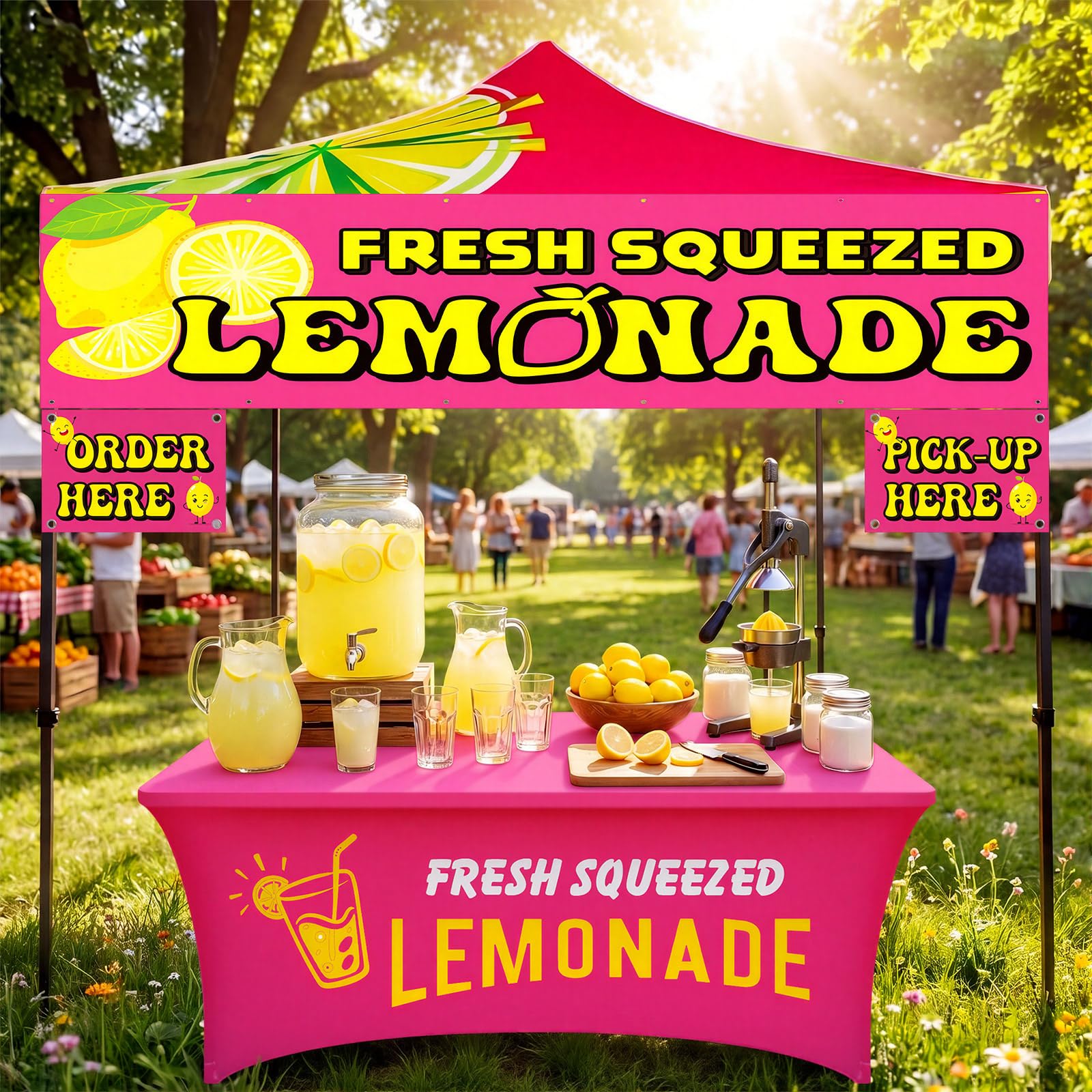 Photo 1 of Oudain Lemonade Stand Tablecloth & Banner Set