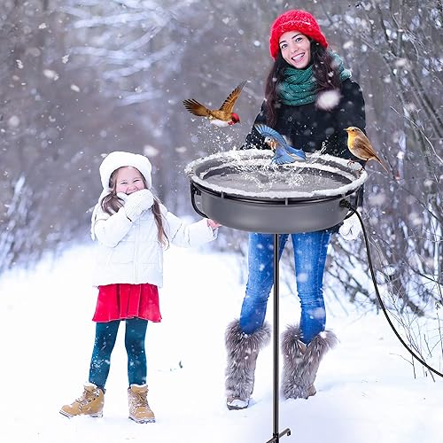 Miniatura 7 de Bañera para pájaros calentada, calentador de agua de 75 W con control termostático, descongelador de baño de pájaros para invierno al aire libre,