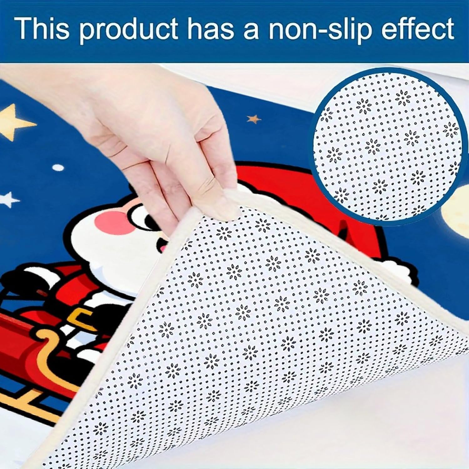 Christmas Santa Claus Kitchen Mats Soft Absorbent Rugs for Floor Non Slip Washable Kitchen Mats Fashion Rectangular Rugs for Three-Piece Set for Laundry Office Home Sink