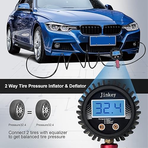 Miniatura 4 de JINKEY Ecualizador de presión de neumáticos dual actualizado con adaptador de acoplador rápido, sistema profesional de inflado de neumáticos de 2
