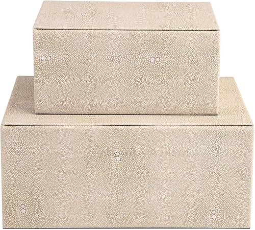 Miniatura 8 de HofferRuffer Joyeros de piel sintética, cajas decorativas, organizador de accesorios con decoración de herrajes dorados, juego de 2 piezas de cuero