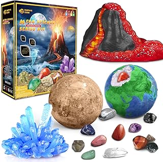 EARTH'SCODE 25PCS Science Kit - Volcano Science Kit for Kids Age 6-8 8-12 Planet Gemstones Dig Kit DIY Crystal Growing Kit Make a Volcano STEM Science Educational Toys for Girls and Boys