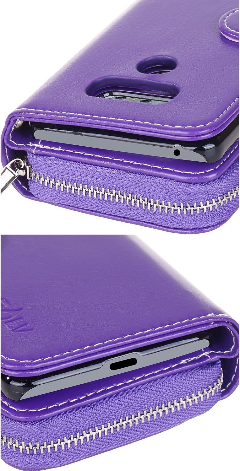 E LV Case for LG G6 PU Leather Flip Folio Wallet Purse Case Cover for LG G6 (2017) - [Purple]