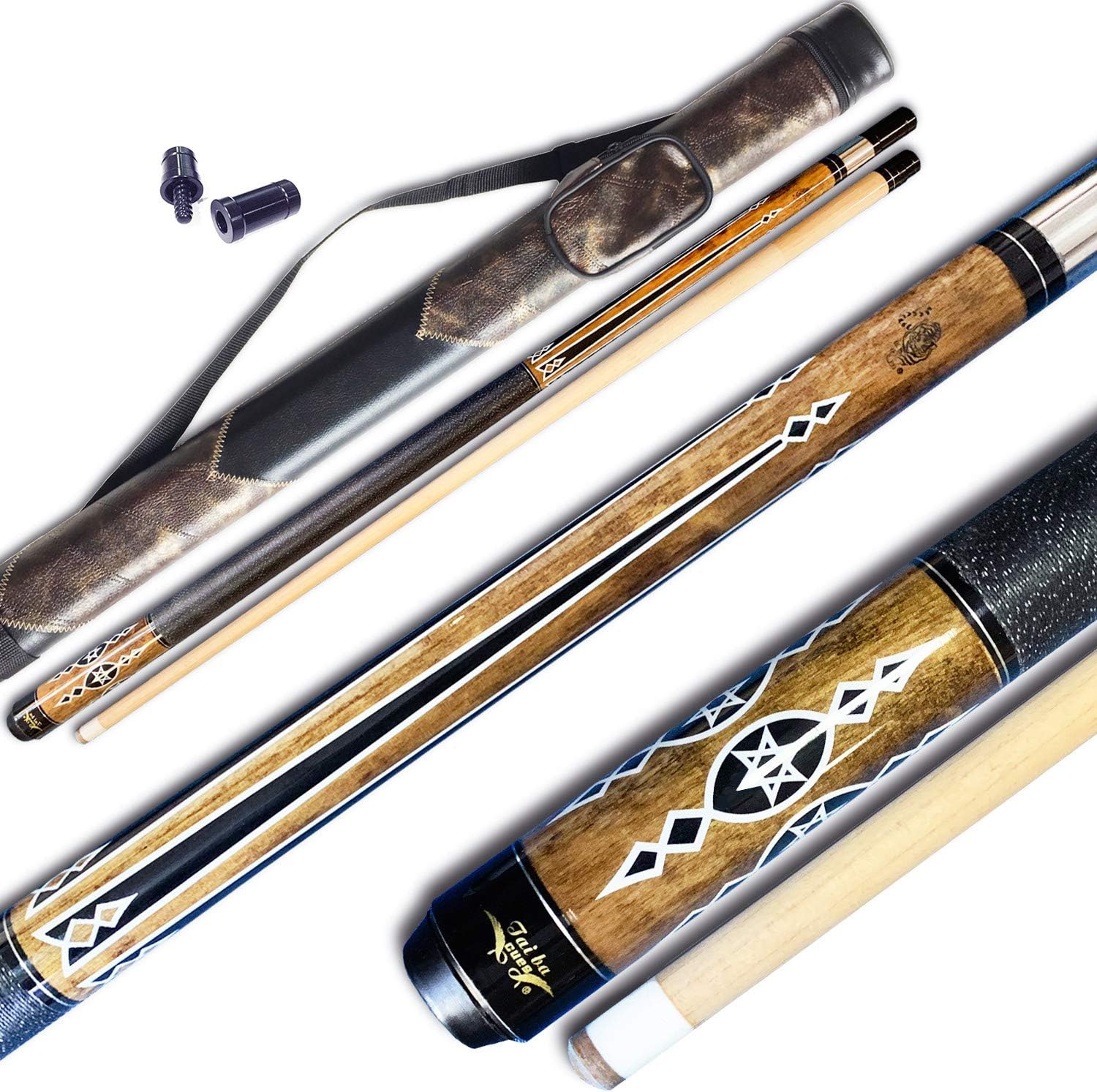 Tai ba cues Pool cue Stick, 13mm Multilayer Leather Tip, 58", Linen Wrap, Hardwood Canadian Maple Professional Billiard Pool Cue Stick 19-21 Oz (Selectable)
