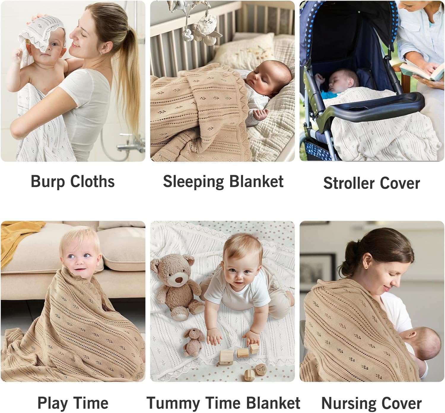 Cotton Pointelle Knitted Baby Blanket – Ultra-Soft, Breathable, 31"x40"Inch, Perfect for Swaddle, Crib, Stroller – Premium Newborn Gift for Boys & Girls (White) - Image 7