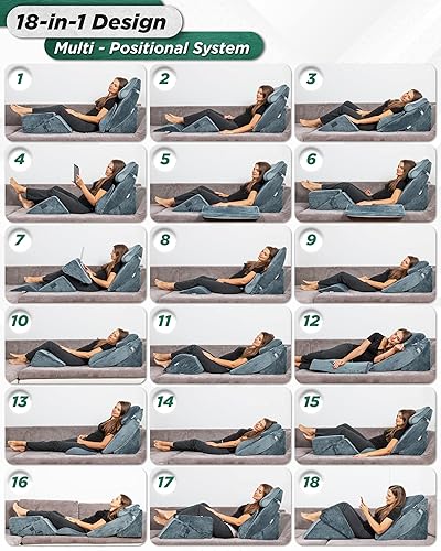 Miniatura 7 de Lunix Juego de 6 almohadas ortopédicas de cuña para cama, espuma viscoelástica de aloe vera poscirugía para espalda, cuello, alivio del dolor de