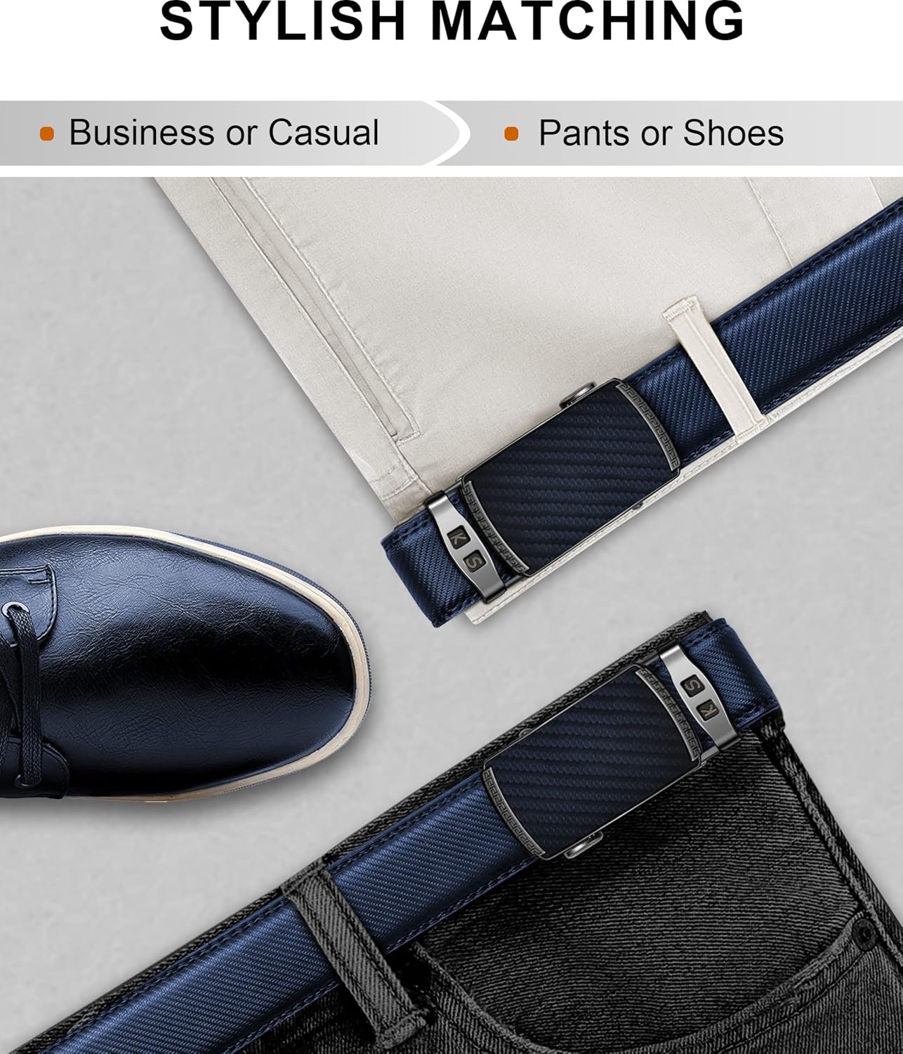 KEMISANT Belt Men, Sliding Ratchet Belt Genuine Leather For Gift Mens Dress Pants Oxfords,Size Adjustable - Image 7